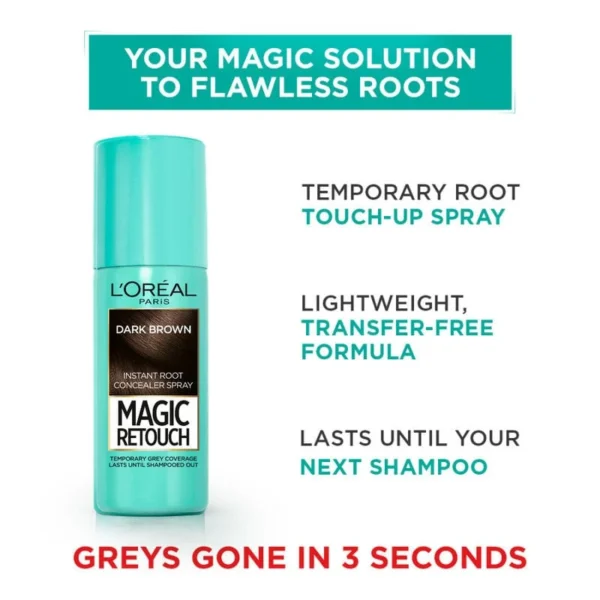 Loreal Paris - (Dark Brown) Magic Retouch Instant Root Concealer Spray Hair color (75mL)
