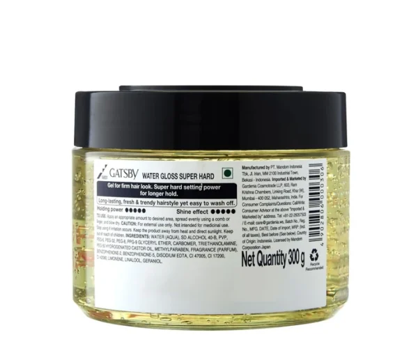 Gatsby - Water Gloss - Super Hard 5, Wet Look Hair Gel (300g)